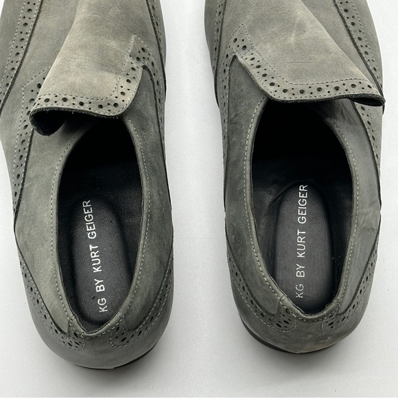 KG Kurt Geiger Men Size 10 / 43 EU Shoe Gray Suede Almond Toe Dress Loafers - Picture 11 of 13